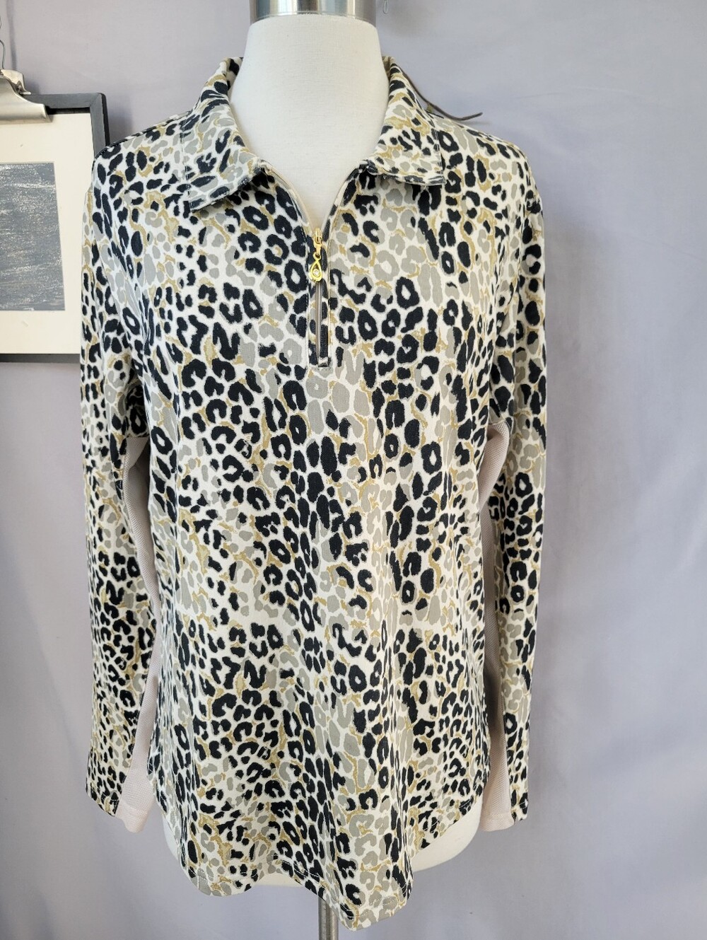 San Soleil Animal Print UPF 50 Golf Quarter Zip L
